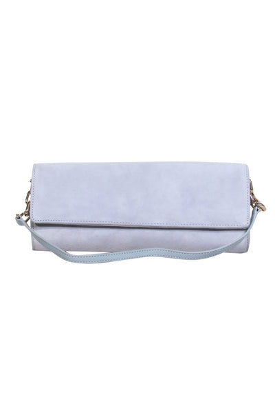 Current Boutique-Hobbs - Light Gray Suede Convertible Clutch & Shoulder Bag