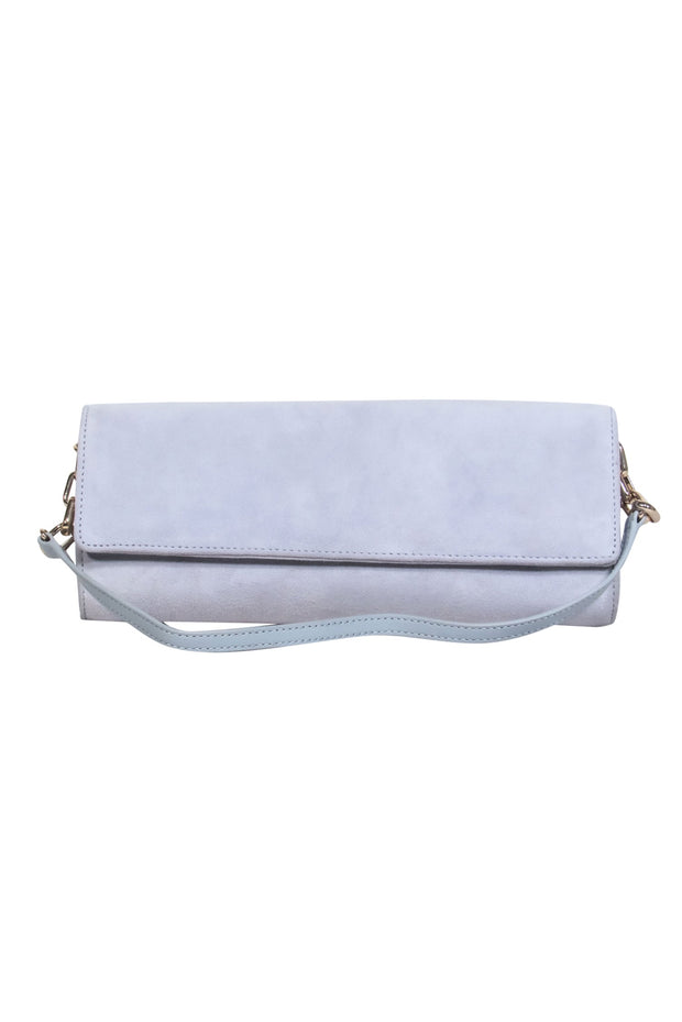 Current Boutique-Hobbs - Light Gray Suede Convertible Clutch & Shoulder Bag
