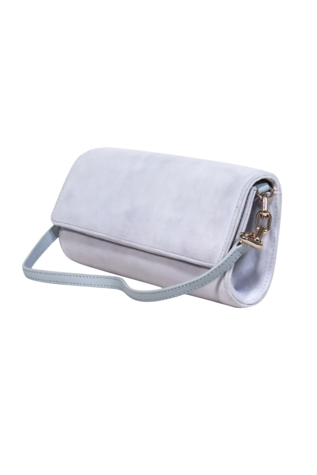 Current Boutique-Hobbs - Light Gray Suede Convertible Clutch & Shoulder Bag
