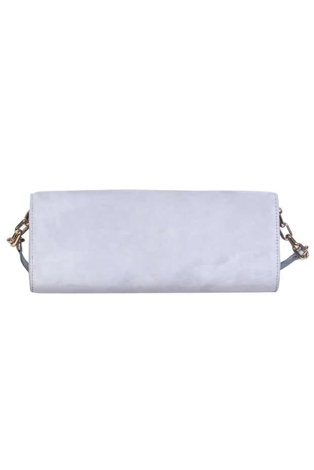 Current Boutique-Hobbs - Light Gray Suede Convertible Clutch & Shoulder Bag