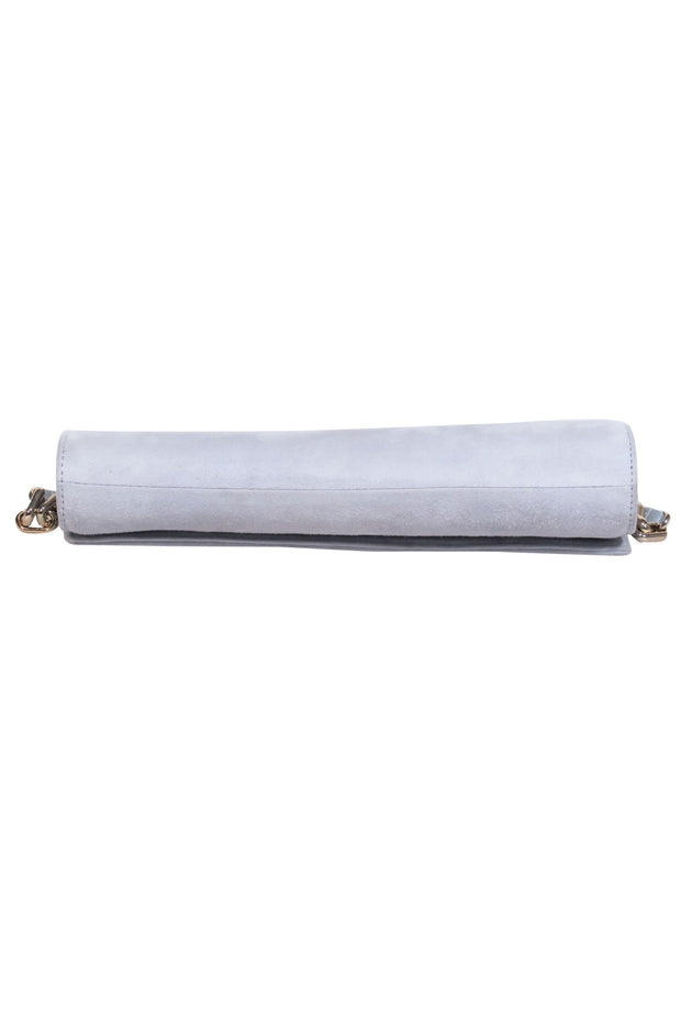 Current Boutique-Hobbs - Light Gray Suede Convertible Clutch & Shoulder Bag