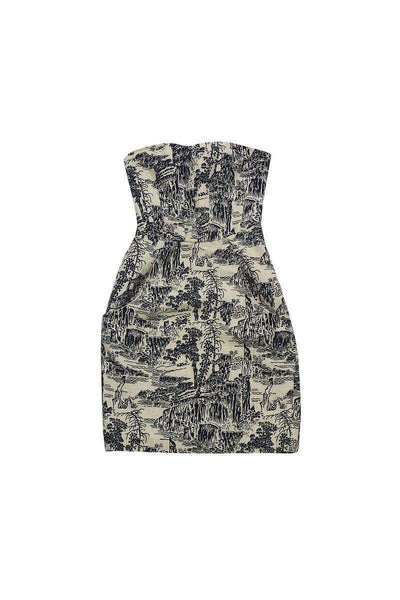 Current Boutique-Hoss Intropia - Printed Strapless Lace-Up Back Dress Sz 6