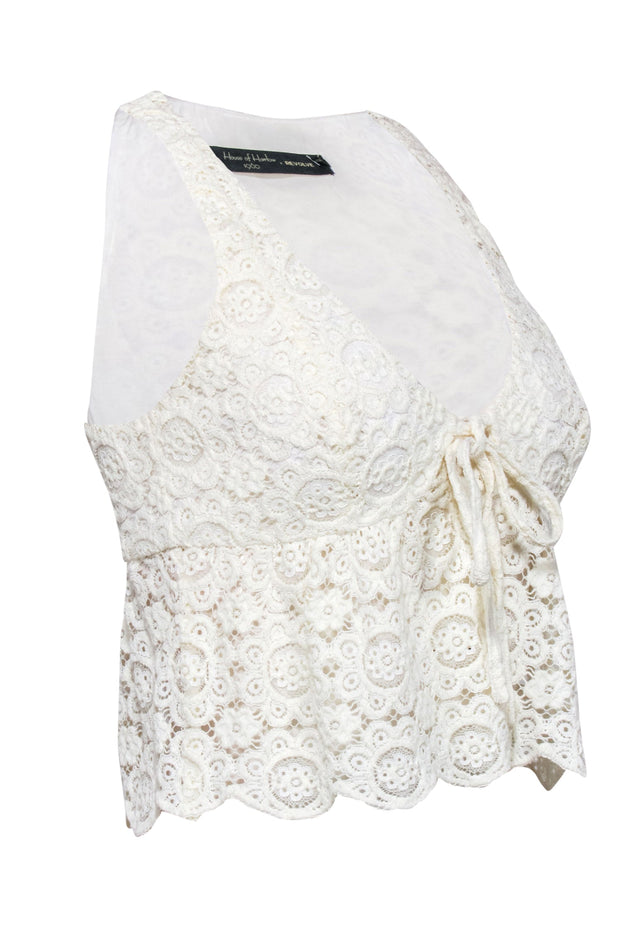 Current Boutique-House of Harlow 1960- Ivory lace Sleeveless Tie Front Tank Sz XS