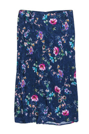 Current Boutique-House of Harlow 1960 x Revolve - Navy & Multicolor Textured Floral Print Midi Skirt Sz XL