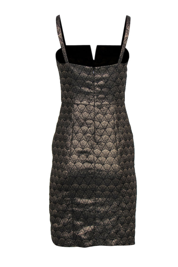 Current Boutique-Hutch - Black & Gold Art Deco Patterned Sheath Dress Sz 0