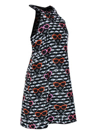 Current Boutique-Hutch - Black & White Striped & Sunglasses Woman Print Shift Dress Sz M