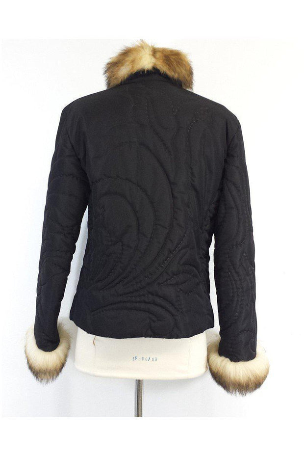 Current Boutique-Iceberg - Black Quilted Fur Trim Jacket Sz M