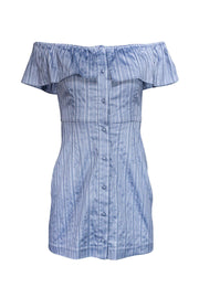 Current Boutique-Intermix - Blue Striped Off-the-Shoulder Dress Sz P