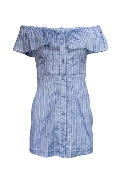 Current Boutique-Intermix - Blue Striped Off-the-Shoulder Dress Sz P