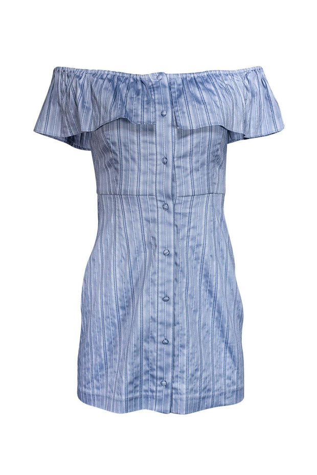 Current Boutique-Intermix - Blue Striped Off-the-Shoulder Dress Sz P