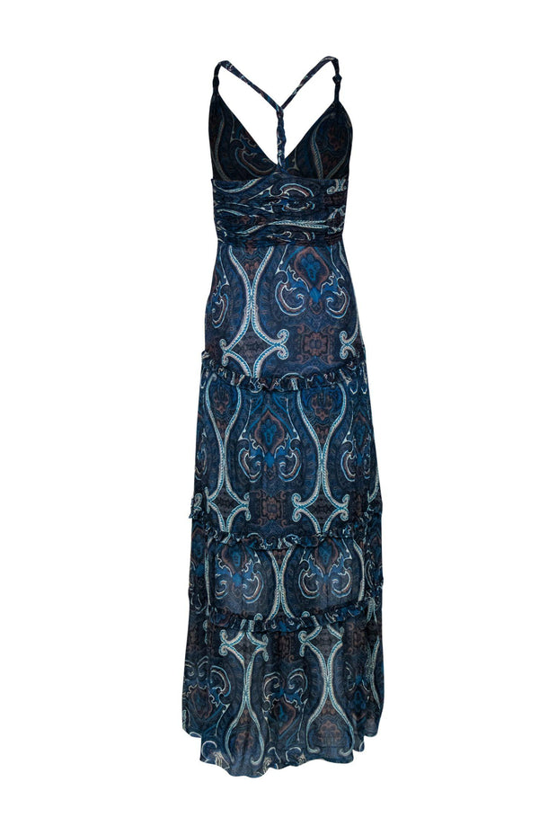 Current Boutique-Intermix - Dark Blue Paisley Print Sleeveless Racerback Maxi Dress Sz S