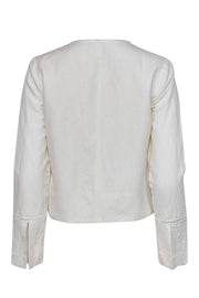 Current Boutique-Intermix - White Linen Blend Floral Embroidered Jacket Sz P