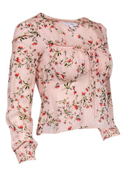 Current Boutique-Intermix - Peach w/ Orange Poppy Floral Print Long Sleeve Top Sz 0