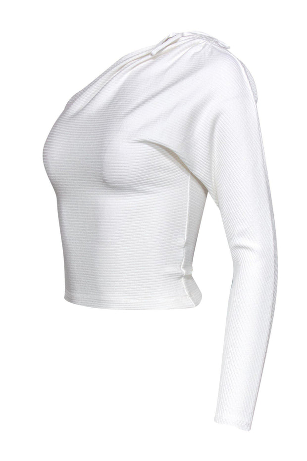 Current Boutique-Intermix - White Ribbed One-Shoulder Top Sz XS