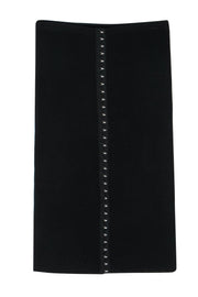 Current Boutique-Intermix - Black Ribbed Knit Clasped Fitted Midi Skirt Sz S