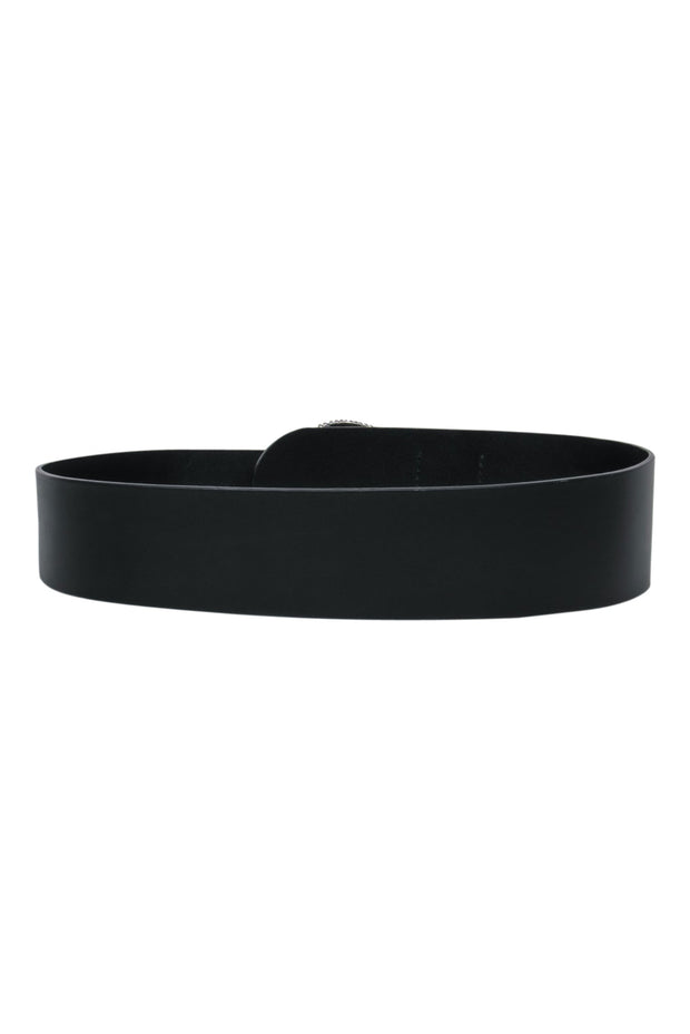 Current Boutique-IRO - Black Leather Belt w/ Silver Buckle Sz 80
