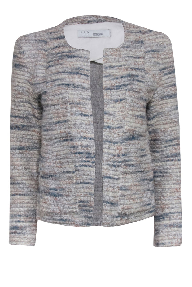 Current Boutique-IRO - Grey & Multi-Color Boucle-Tweed Blazer w/ Metallic Accent Sz 14