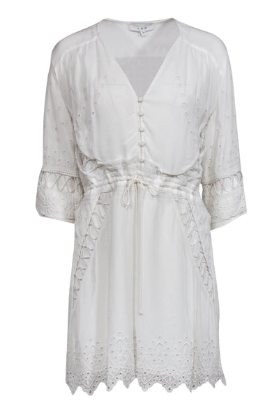 Current Boutique-IRO - White Embroidered Eyelet Sheath Dress Sz 6