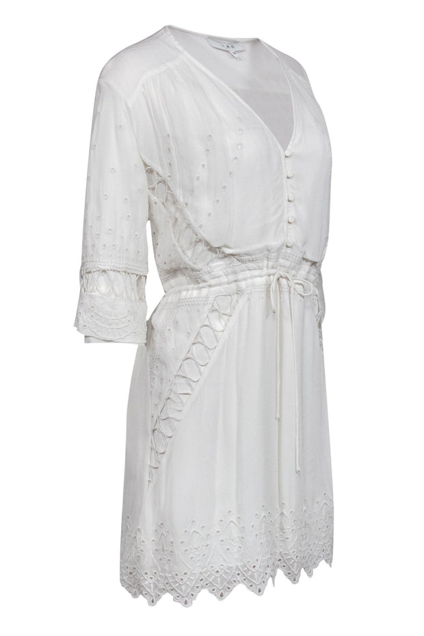 Current Boutique-IRO - White Embroidered Eyelet Sheath Dress Sz 6