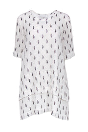 Current Boutique-IRO - White Tiered Shift Dress w/ Silver Metallic Design Sz 6