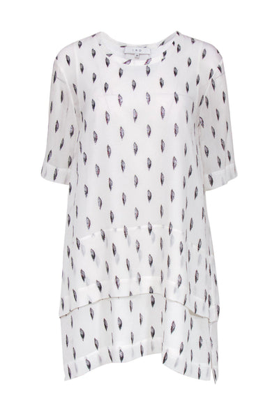 Current Boutique-IRO - White Tiered Shift Dress w/ Silver Metallic Design Sz 6