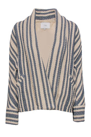 Current Boutique-IRO - Cream & Navy Cotton Striped Open Jacket Sz XS