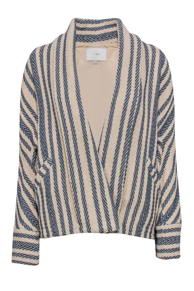 Current Boutique-IRO - Cream & Navy Cotton Striped Open Jacket Sz XS