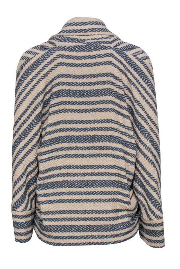 Current Boutique-IRO - Cream & Navy Cotton Striped Open Jacket Sz XS
