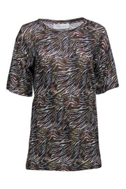Current Boutique-IRO Jeans - Multicolored Zebra Print Distressed Tee Sz S