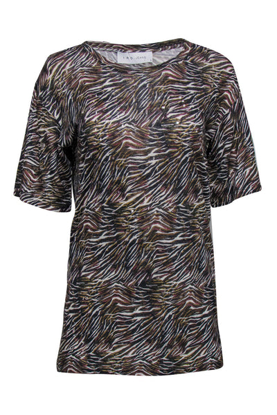 Current Boutique-IRO Jeans - Multicolored Zebra Print Distressed Tee Sz S