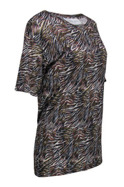 Current Boutique-IRO Jeans - Multicolored Zebra Print Distressed Tee Sz S