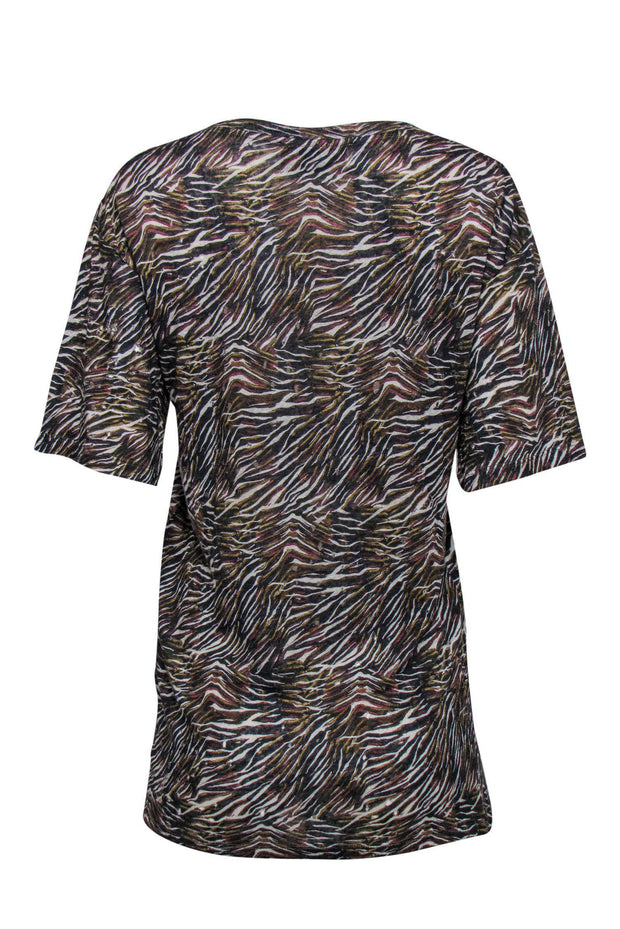 Current Boutique-IRO Jeans - Multicolored Zebra Print Distressed Tee Sz S