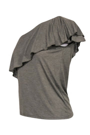 Current Boutique-IRO - Olive One Shoulder Top w/ Ruffle Design Sz S