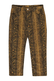Current Boutique-Isabel Marant - Tan Snakeskin Printed Cropped Straight Leg Velvet Pants Sz 6