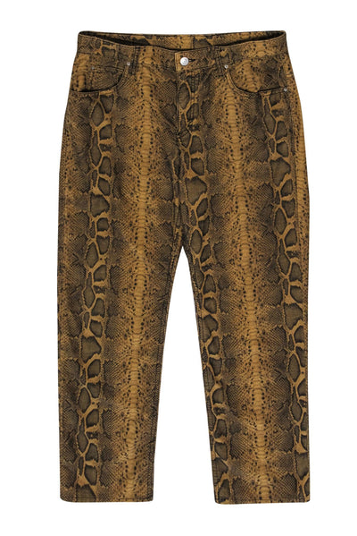 Current Boutique-Isabel Marant - Tan Snakeskin Printed Cropped Straight Leg Velvet Pants Sz 6