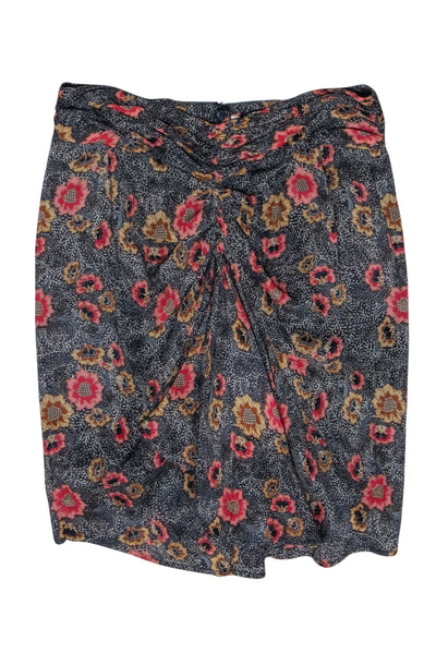 Current Boutique-Isabel Marant Etolie - Red & Gold Floral Print Silk Blend Skirt Sz 8