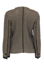 Current Boutique-Isabel Marant - Tan Fuzzy Woven Snap Button Jacket w/ Leather Button Sz 2