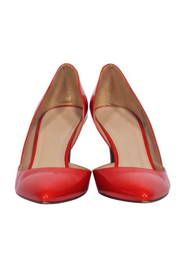 Current Boutique-J.Crew - Burnt Orange Patent Pointed Toe D’Orsay Heels Sz 7
