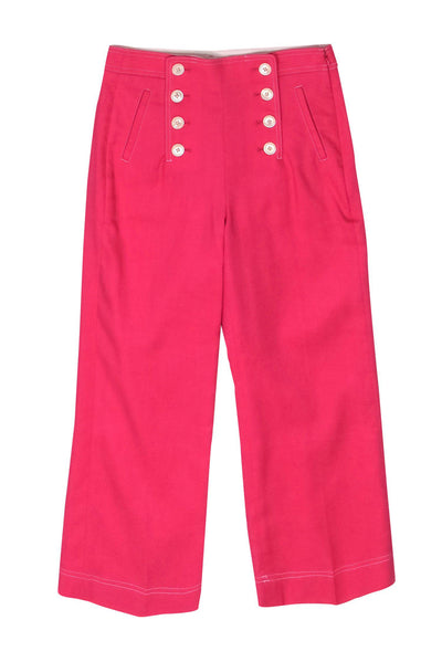 Current Boutique-J.Crew - Hot Pink Wide Leg Pants w/ Button Details Sz 4