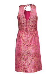 Current Boutique-J.Crew - Hot Pink & Peach Metallic Floral Print Jacquard Dress Sz 0