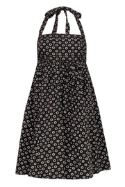 Current Boutique-J.Crew - Brown Floral Print Halter Top A-Line Dress Sz 6
