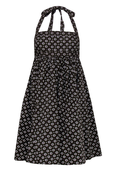 Current Boutique-J.Crew - Brown Floral Print Halter Top A-Line Dress Sz 6