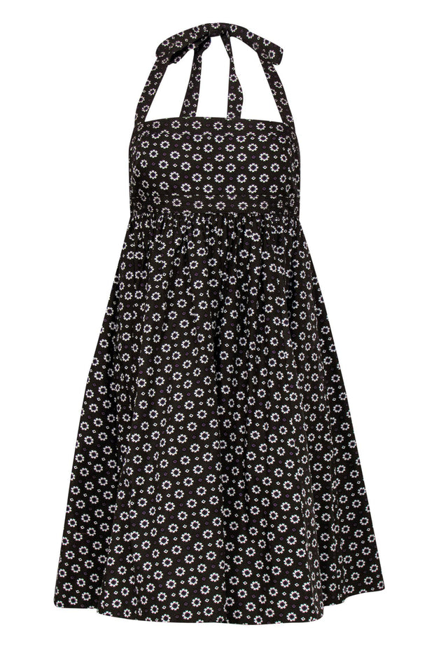 Current Boutique-J.Crew - Brown Floral Print Halter Top A-Line Dress Sz 6