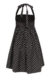 Current Boutique-J.Crew - Brown Floral Print Halter Top A-Line Dress Sz 6