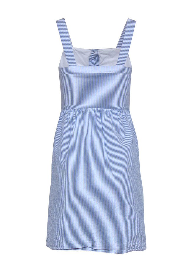 Current Boutique-J.Crew - Blue & White Striped Seersucker Sleeveless Sheath Dress Sz 00