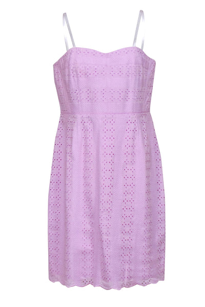 Current Boutique-J.Crew - Lilac Eyelet Sweetheart Neck Sheath Dress Sz 12