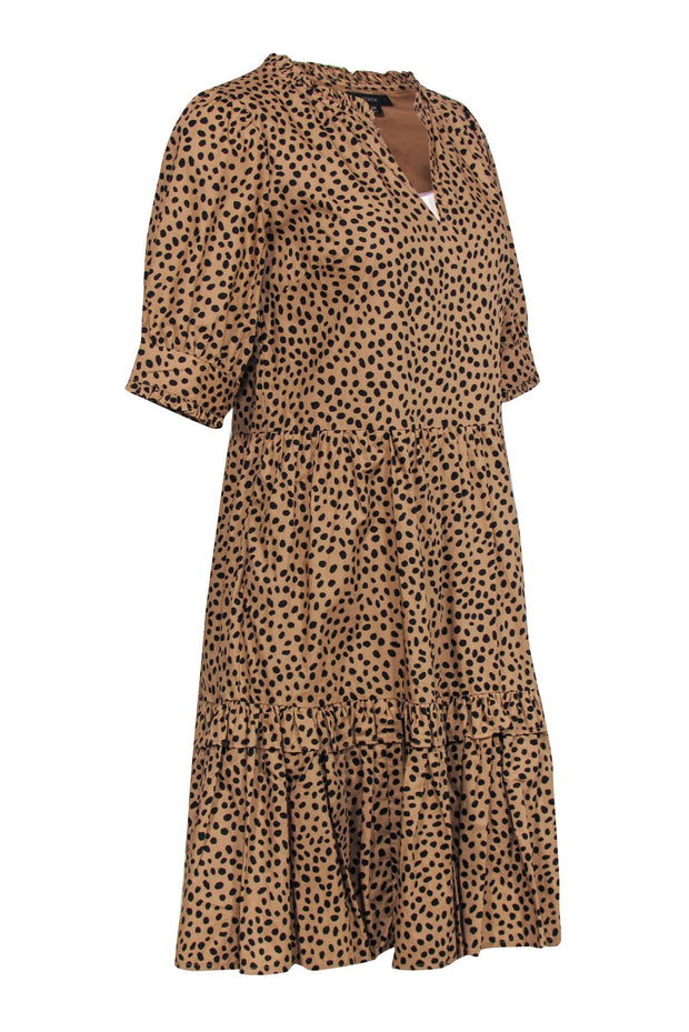 Current Boutique-J.Crew - Cheetah Print Tiered Ruffle Cotton Midi Dress Sz XS