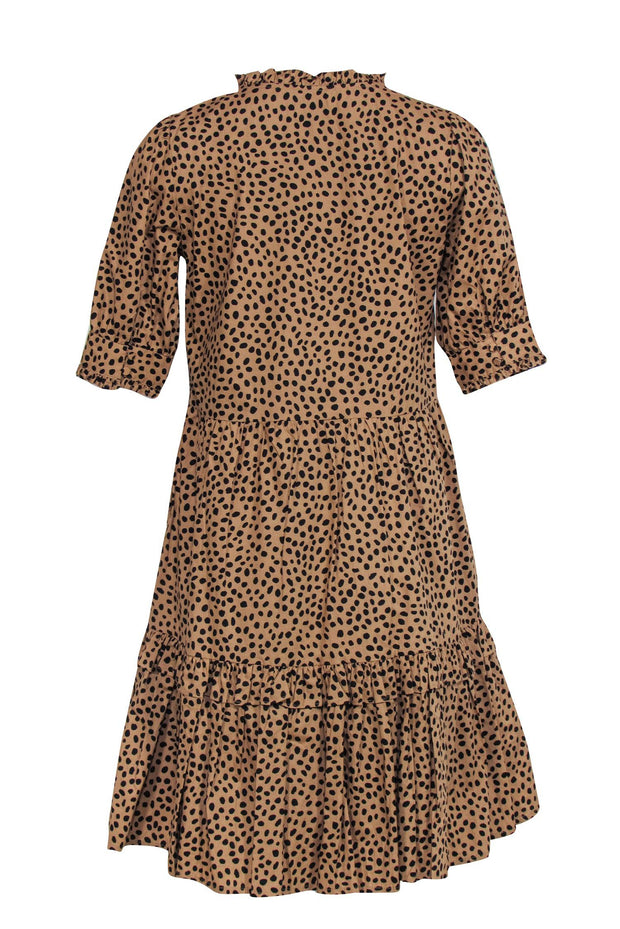 Current Boutique-J.Crew - Cheetah Print Tiered Ruffle Cotton Midi Dress Sz XS