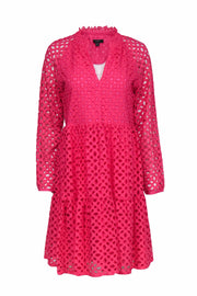 Current Boutique-J.Crew - Hot Pink Eyelet Overlay Cotton Babydoll Dress Sz XST