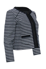 Current Boutique-J.Crew - Grey & Black Striped Jacket w/ Metallic Trim Sz 2